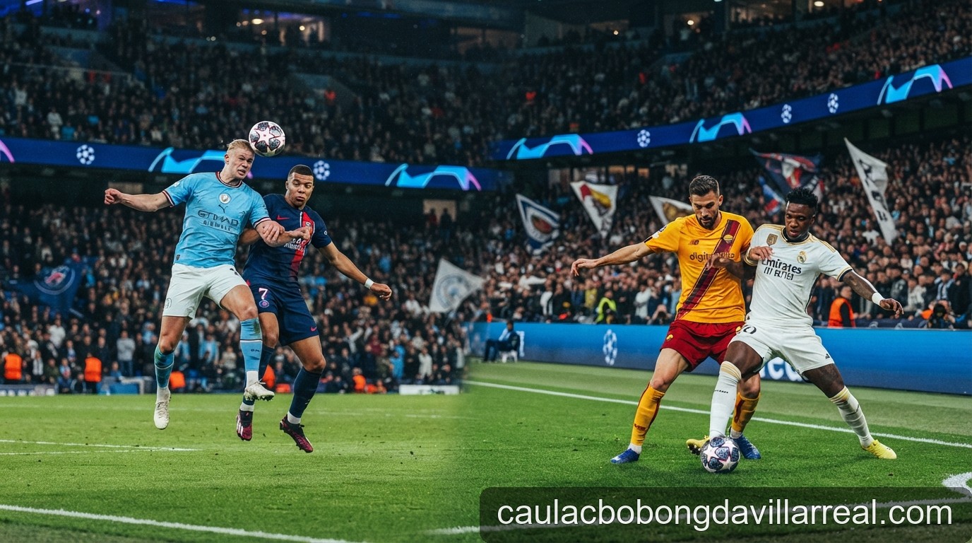 UEFA Champions League: Tâm điểm đại chiến Manchester City vs PSG và Roma vs Real Madrid